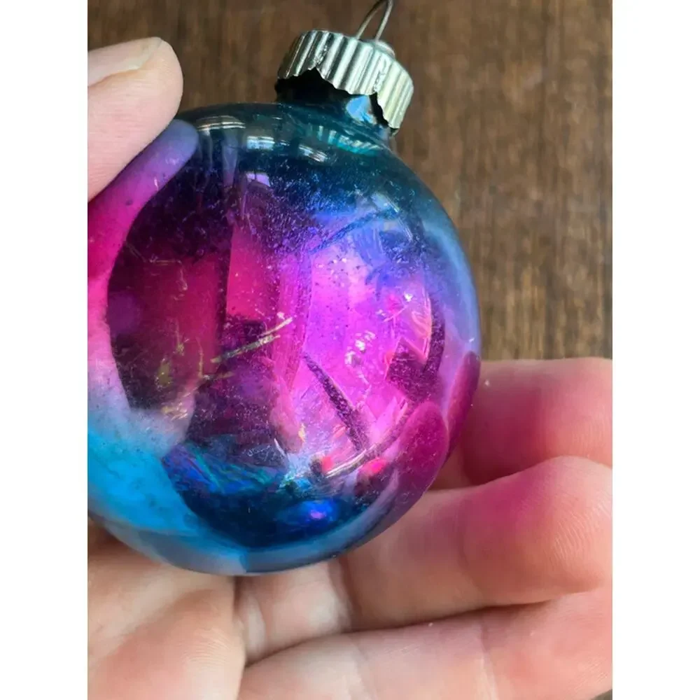 3 vintage shiny brite glass ball ornaments Christmas